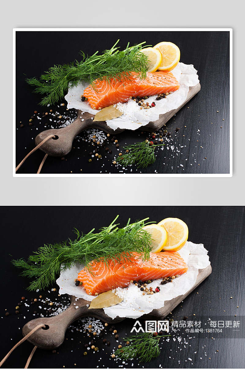 黑底三文鱼日式料理海报素材