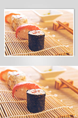 寿司美食海苔小卷特写摄影图