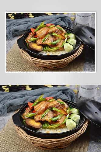 砂锅饭中式美食辣椒小炒肉蔬菜套餐免抠背景