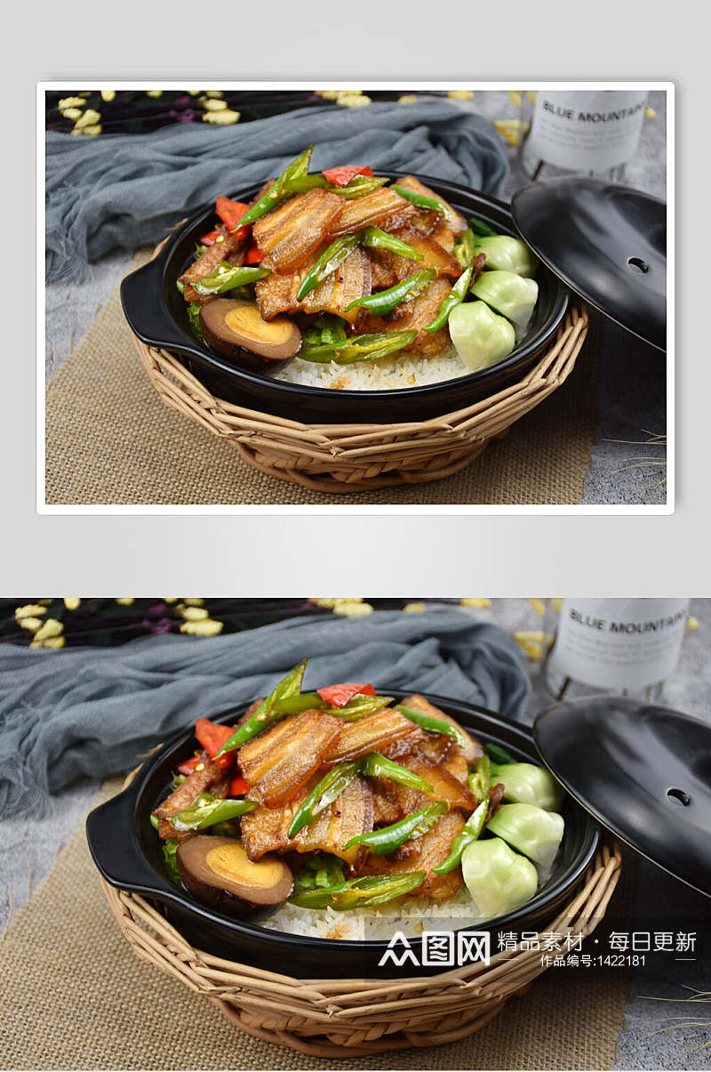 砂锅饭中式美食辣椒小炒肉蔬菜套餐免抠背景素材
