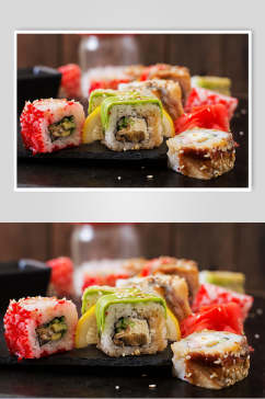 日式美食插画简洁多彩小卷寿司