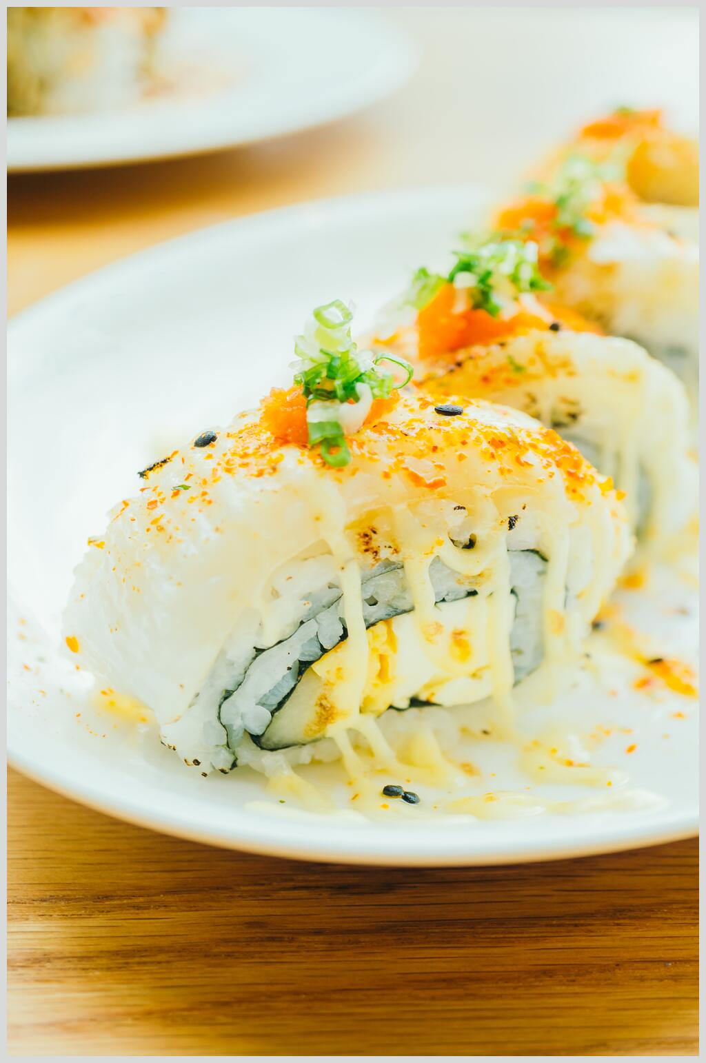日式美食插画简洁蔬菜手握寿司素材