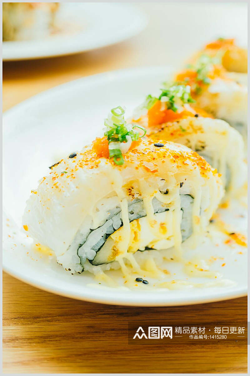 日式美食插画简洁蔬菜手握寿司素材