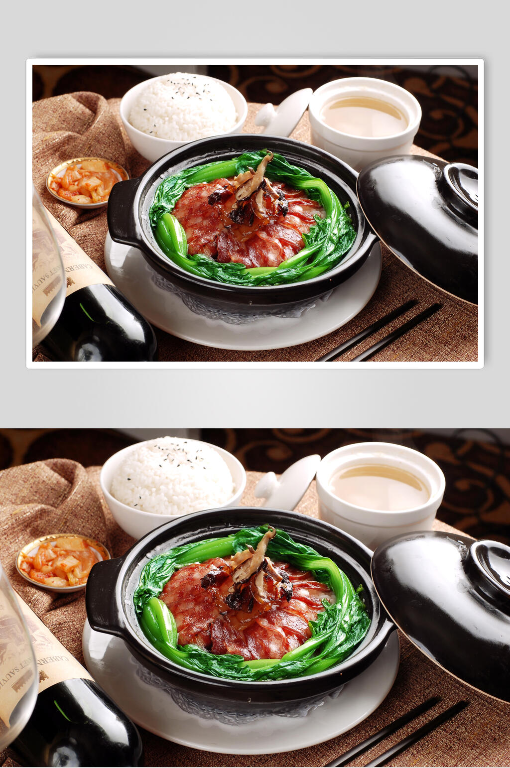 腊味腊肉煲仔砂锅饭实拍图海报素材