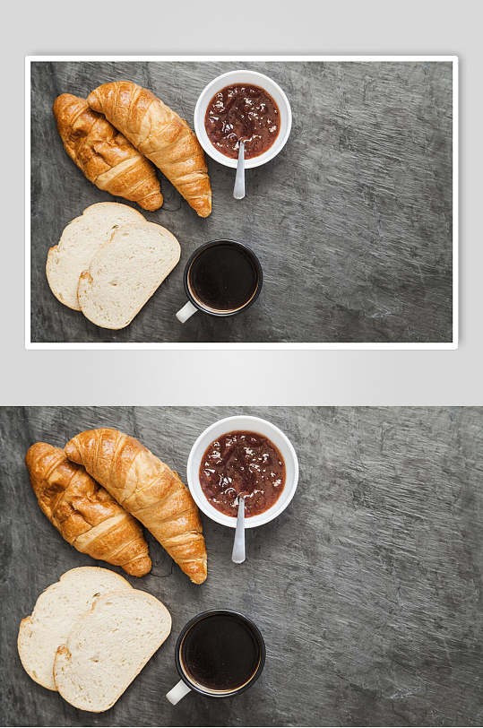 众图网美食灰色面包咖啡海报