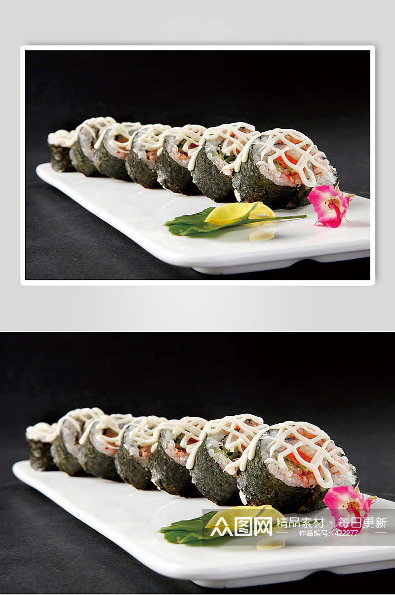 寿司美食一排寿司高级食材视觉免抠背景素材