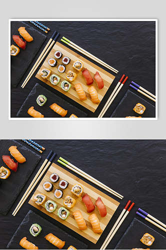 高清黑色系寿司日式料理海报