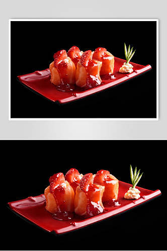 寿司美食三文鱼小卷日式菜单摄影图