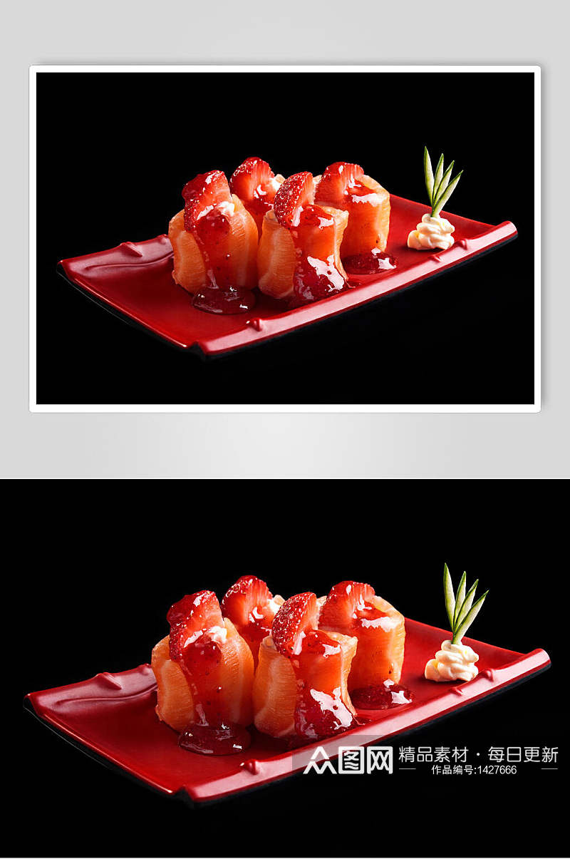 寿司美食三文鱼小卷日式菜单摄影图素材
