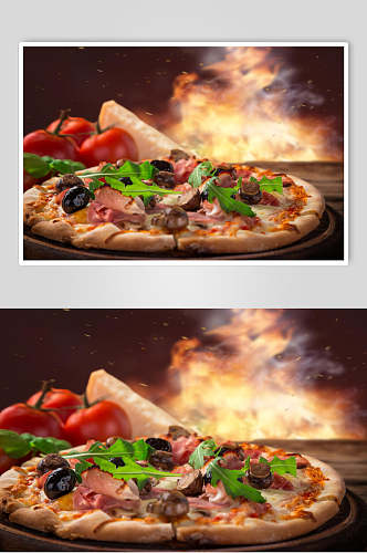 火腿披萨美食图片素材