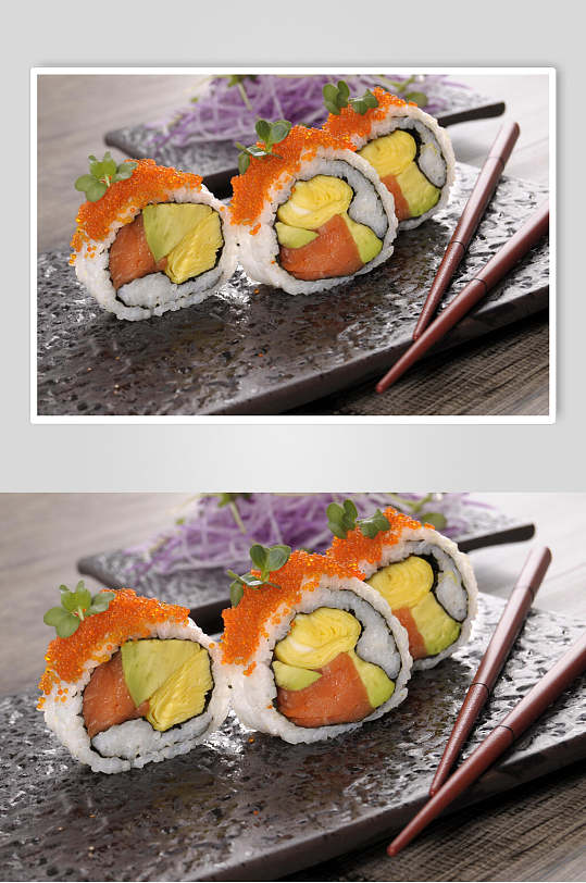 日式美食插画简洁牛油果寿司小卷