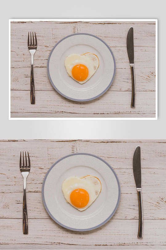 美食插画简洁爱心鸡蛋西式早餐