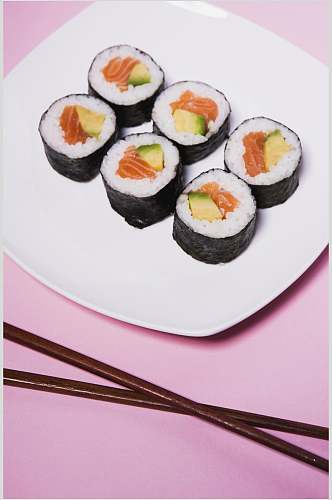 寿司美食轻食六个小卷免抠背景