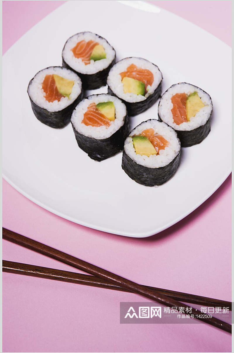 寿司美食轻食六个小卷免抠背景素材