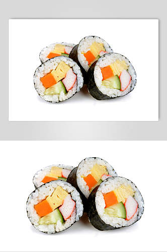 寿司美食4个海苔卷日式餐单摄影图