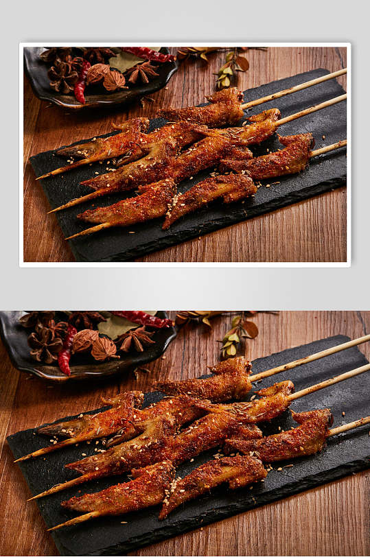 烤鸡尖美食图片