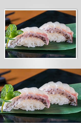 寿司美食两个鱼肉饭团寿司免抠背景