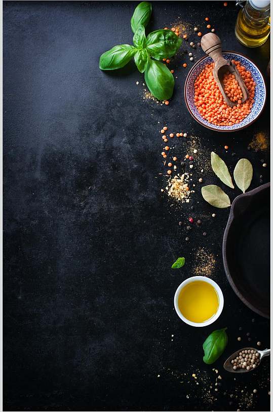 黑底美食调料海报