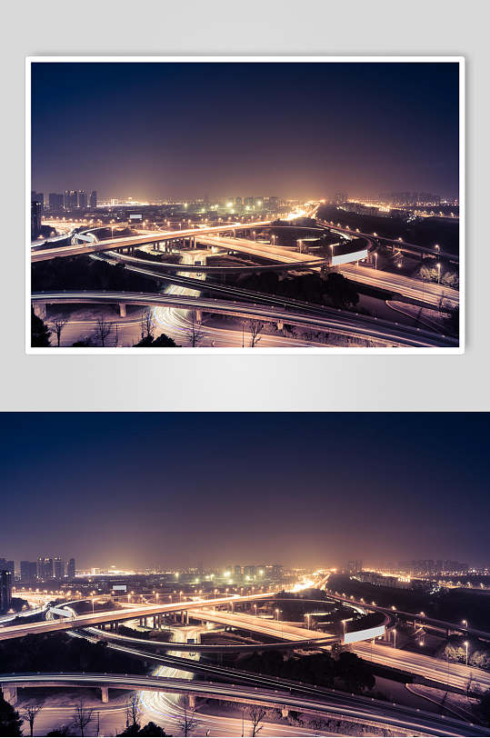 高清立交桥夜景城市地标建筑图片