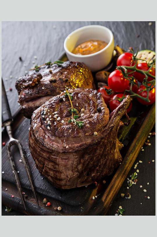 菜单图美味诱人牛排摄影图