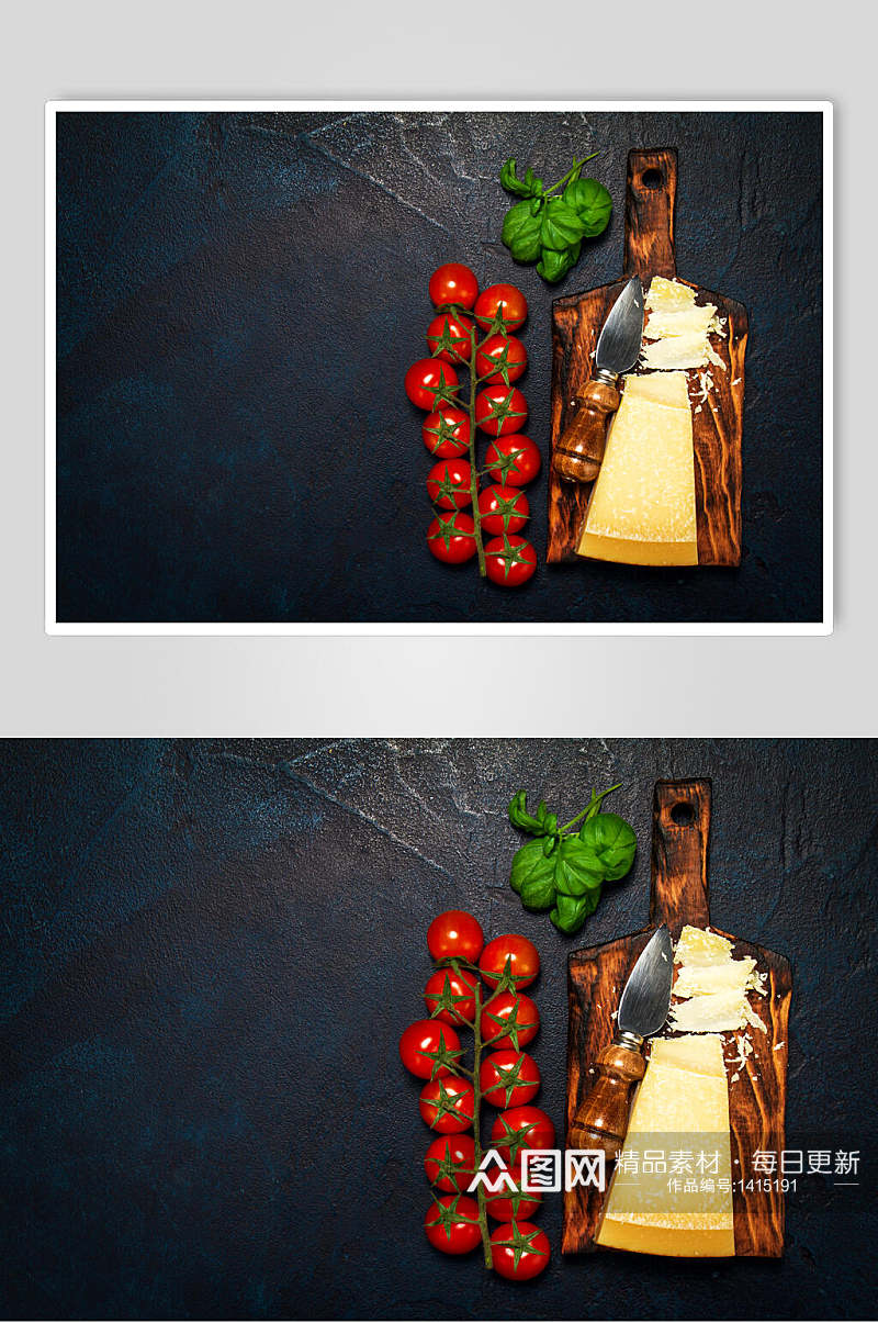 众图网美食图片插画简洁蔬菜西红柿砧板素材