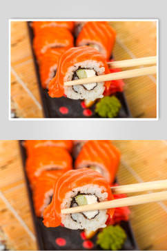 寿司美食三文鱼里卷特写摄影图
