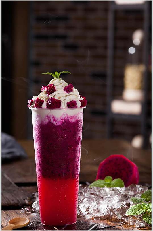 火龙果冰沙果茶