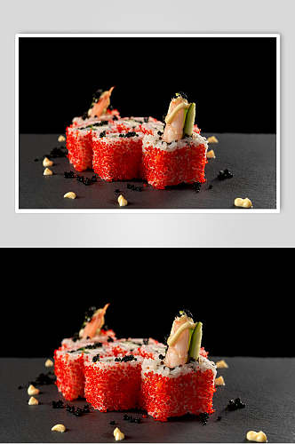寿司美食日式小卷摆盘艺术视觉摄影图