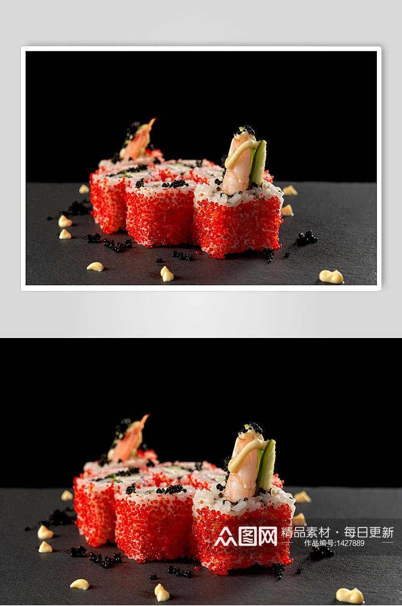寿司美食日式小卷摆盘艺术视觉摄影图素材