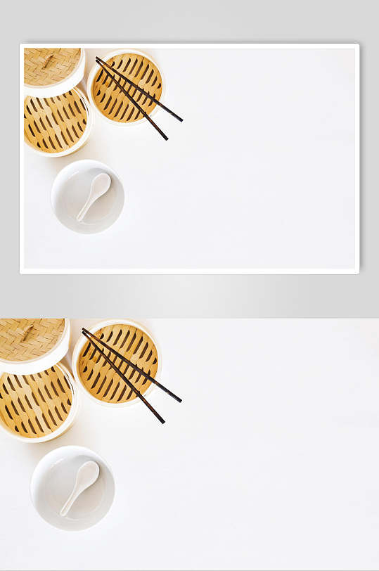 美食插画简洁蒸笼碗筷食器