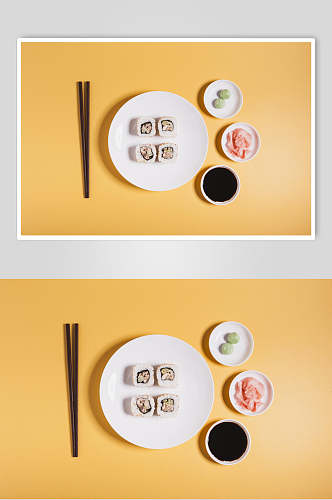 寿司美食小卷筷子摆盘视觉摄影图
