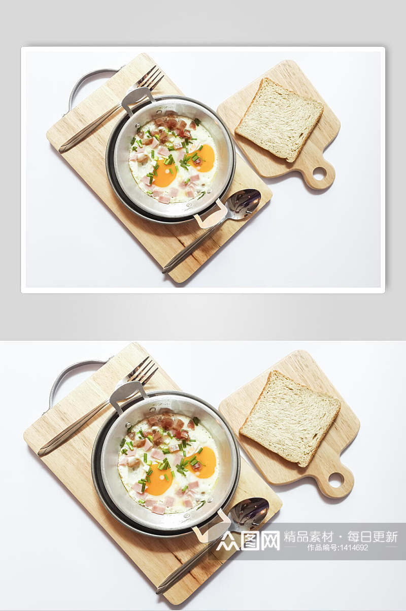 美食插画简洁鸡蛋吐司西餐早餐素材