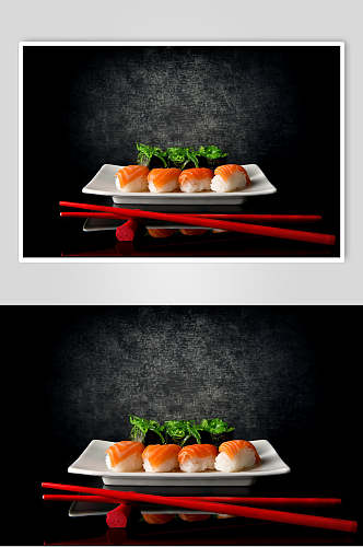 寿司美食摆盘艺术手握高低视觉摄影图