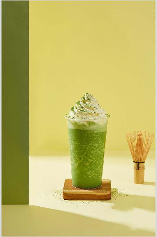 夏日创意抹茶果茶摄影图片
