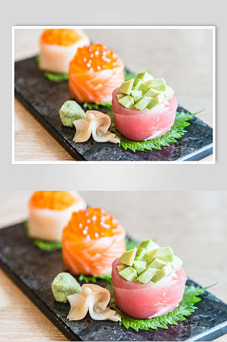 日式美食插画简洁牛油果鱼子酱寿司