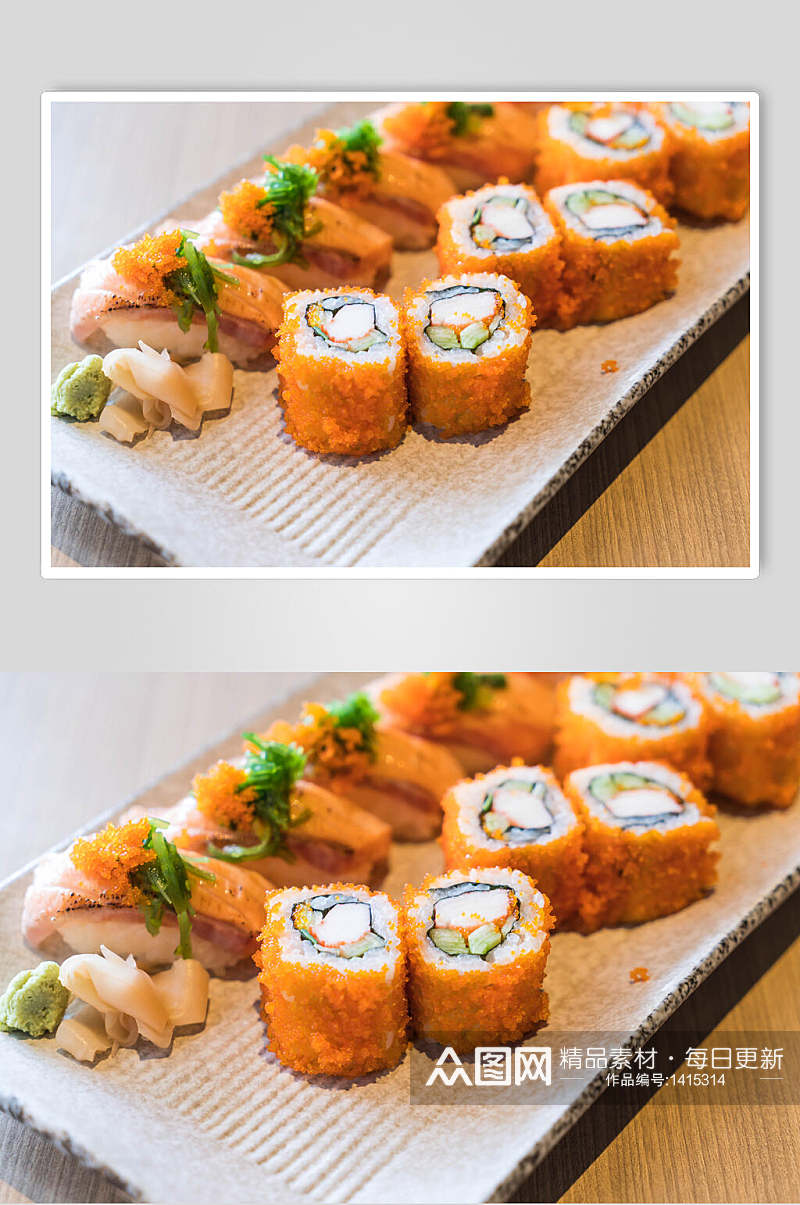 日式美食插画简洁寿司小卷素材