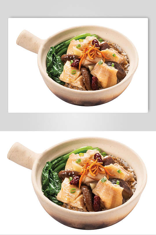 美味砂锅饭中式简餐鸡肉蔬菜摄影图