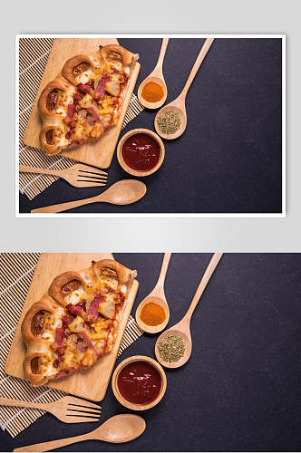 众图网美食黑色披萨番茄酱海报