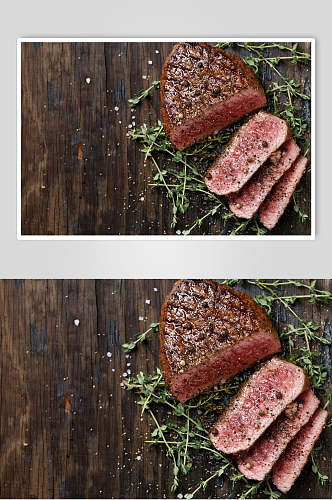 牛排实拍图香煎牛肉西餐菜谱视觉摄影图