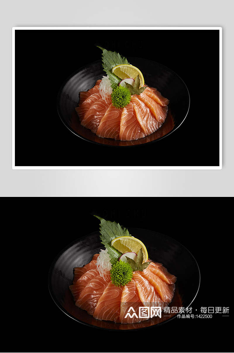 寿司美食视觉摄影高级黑免抠背景素材