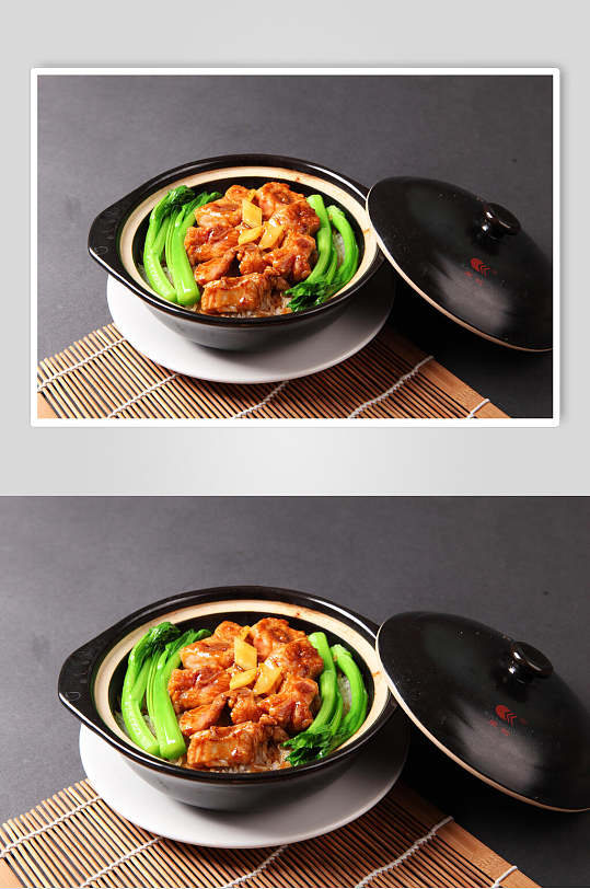 砂锅饭中式美食排骨蔬菜套餐免抠背景