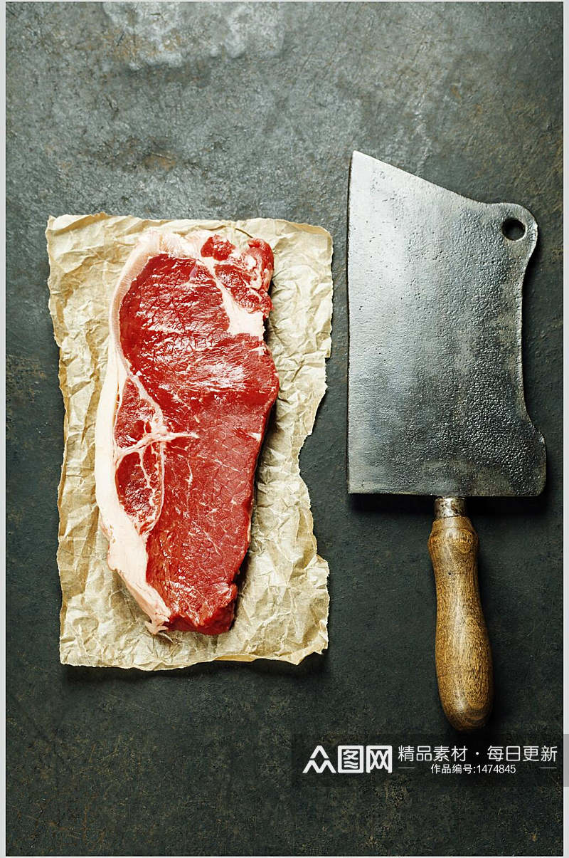 牛排实拍图生鲜牛肉片和刀素材