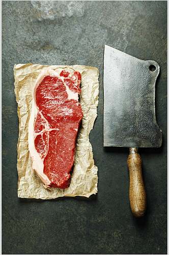 牛排实拍图生鲜牛肉片和刀