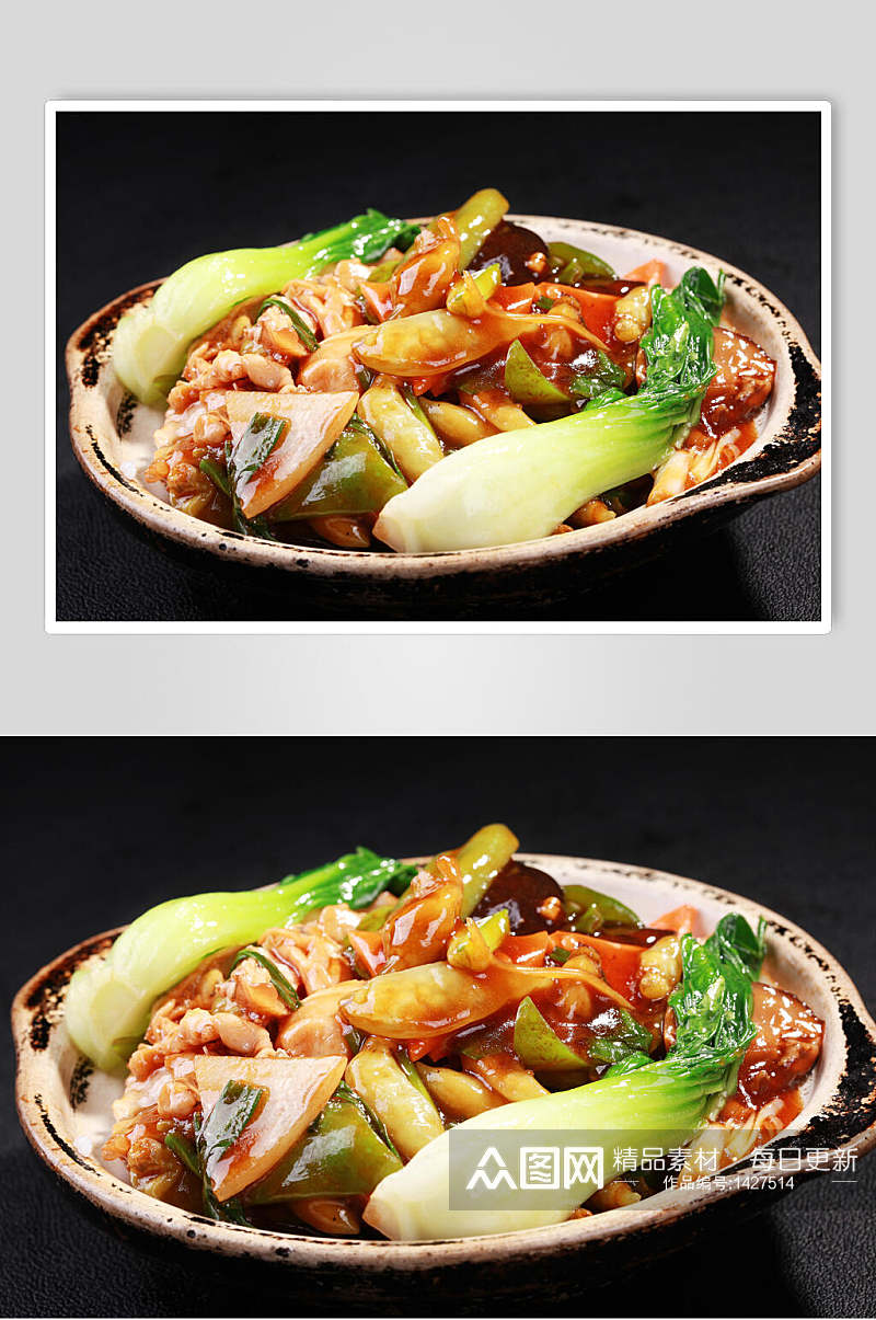 美味砂锅饭中式简餐排骨蔬菜摄影图素材