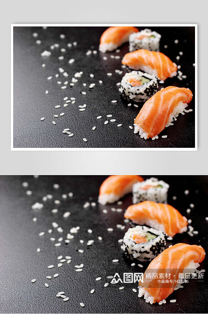 芝麻三文鱼日式美食寿司海报素材