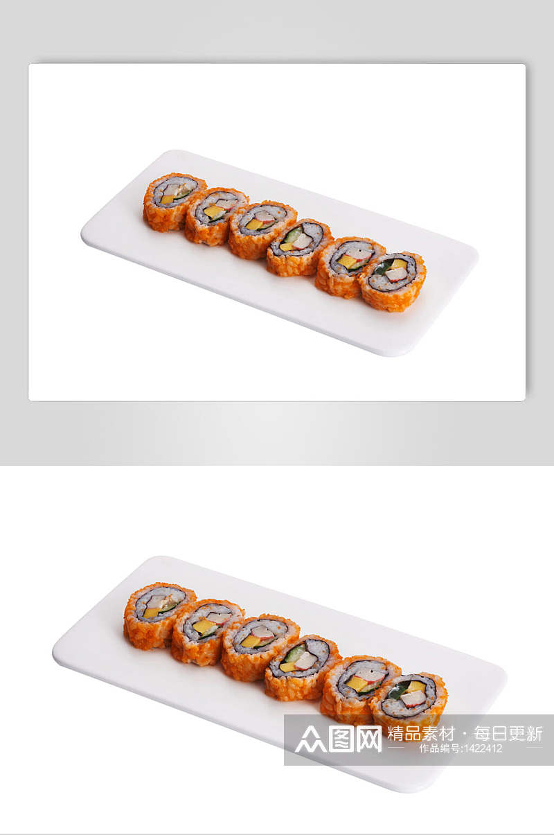 寿司美食六个里卷免抠背景素材