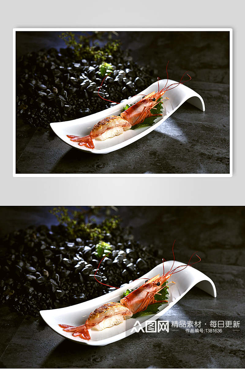 白盘虾仁日式料理海报素材