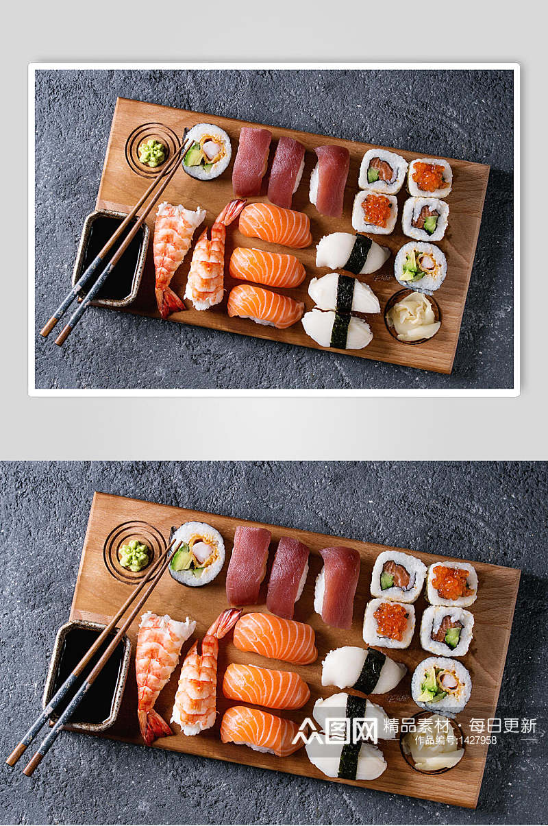 寿司美食手握卷套餐摆盘艺术视觉摄影图素材
