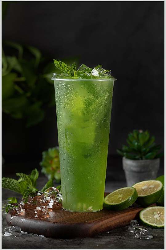 青柠薄荷茶摄影图片