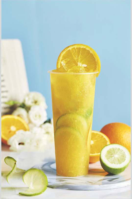 夏日创意柠檬果茶摄影图片